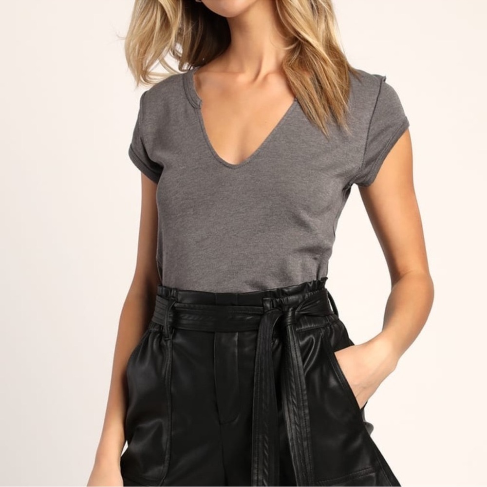 Free People Always Yours Grey Short Sleeve Tee Size M